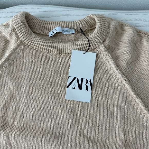 Zara NWT Basic Knit Cropped Sweater Beige - Picture 12 of 13